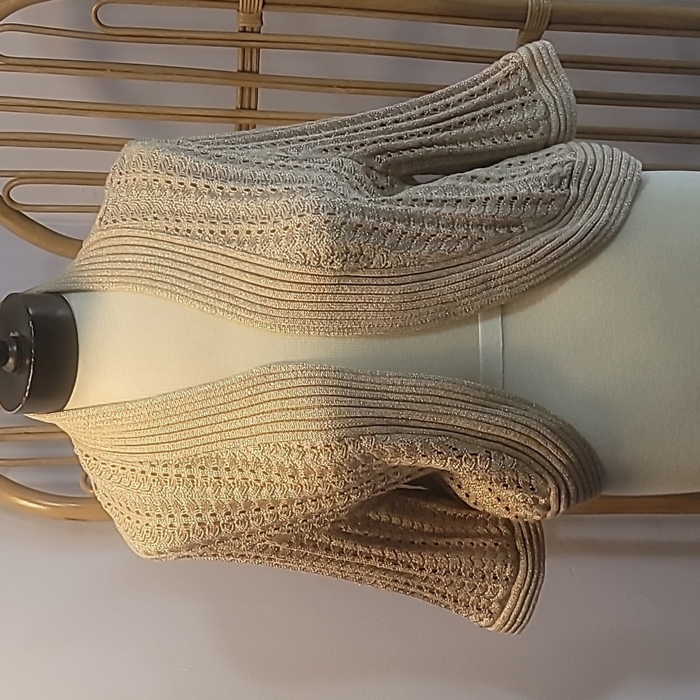 Peter Nygard gold metallic cropped cardigan size XL